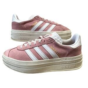Adidas Gazelle Bold Platform Sneakers, 'Super Pop Pink' Suede Top, US Women's 7